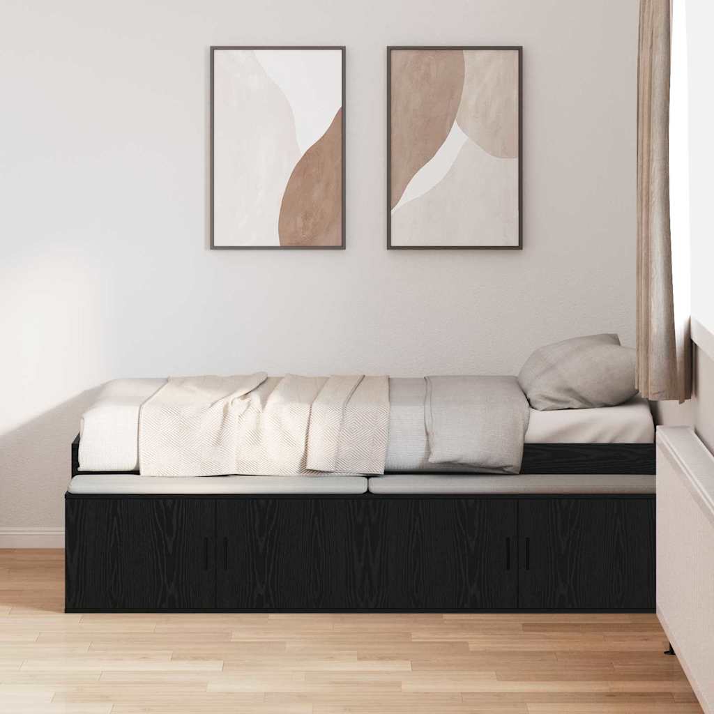vidaXL Bed Frame with Drawer Black Oak 90 x 190 cm Engineered Wood 3