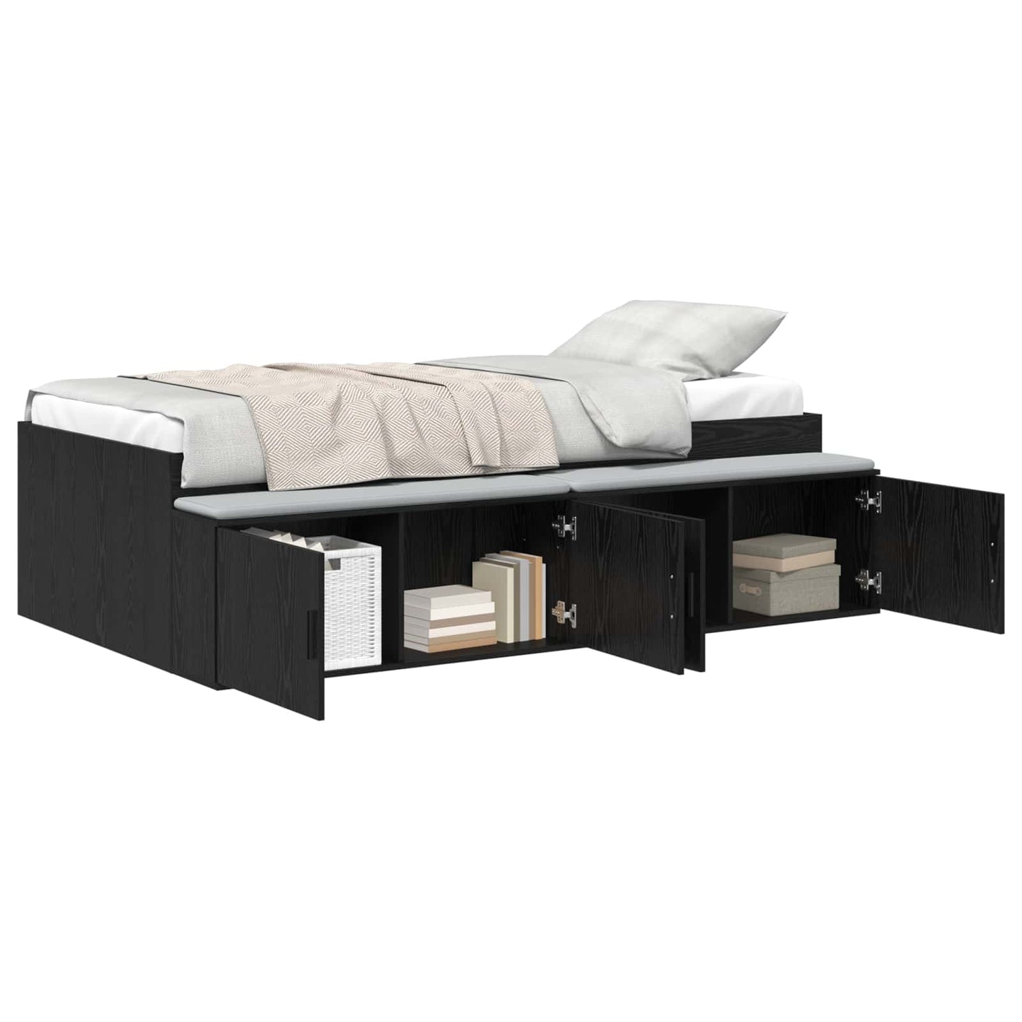 vidaXL Bed Frame with Drawer Black Oak 90 x 190 cm Engineered Wood 2
