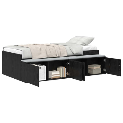 vidaXL Bed Frame with Drawer Black Oak 90 x 190 cm Engineered Wood 2