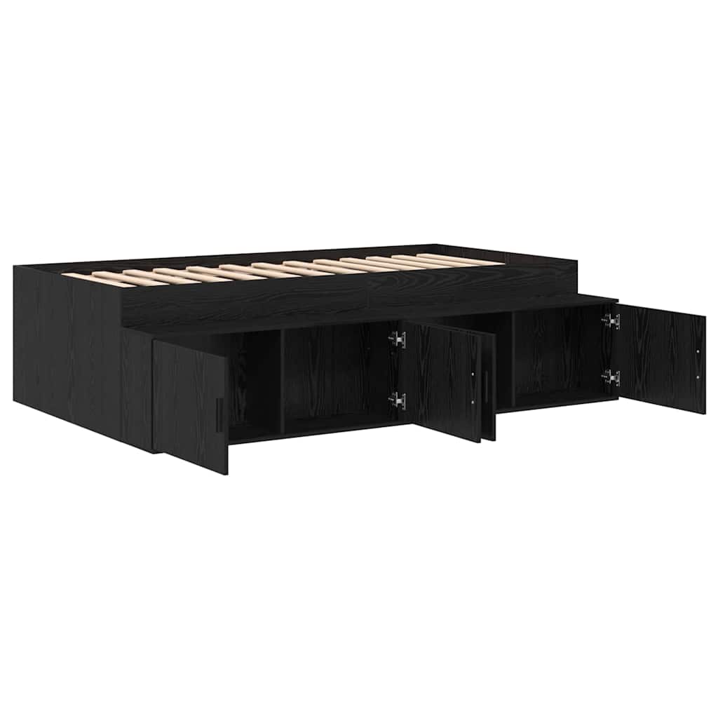 vidaXL Bed Frame with Drawer Black Oak 90 x 190 cm Engineered Wood 4