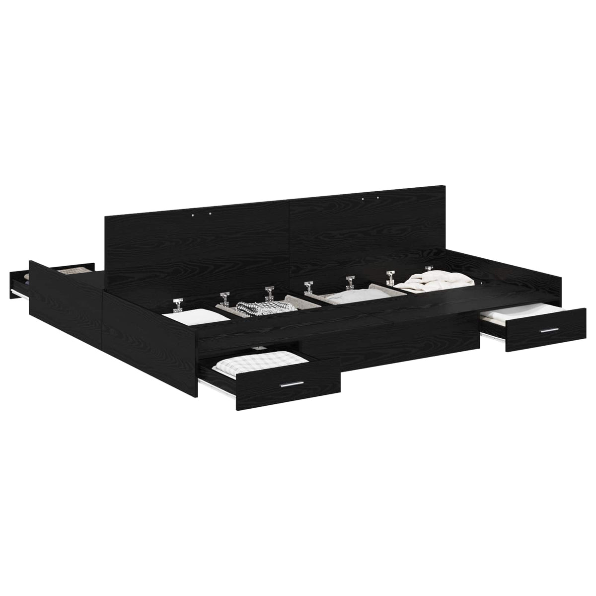 vidaXL Storage Bed Frame Black Oak 200 x 200 cm Engineered Wood 2