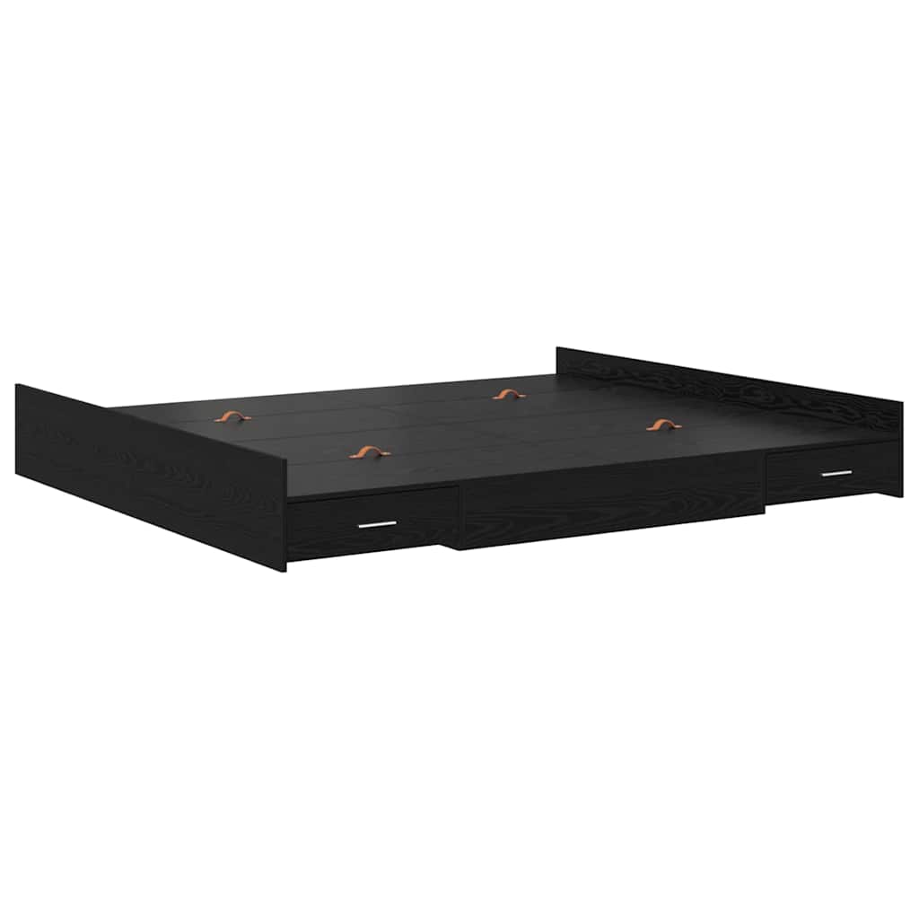 vidaXL Storage Bed Frame Black Oak 200 x 200 cm Engineered Wood 4