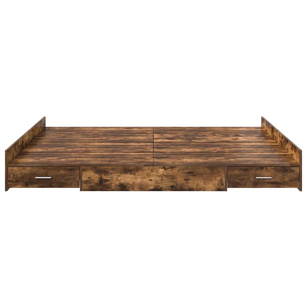 vidaXL Storage Bed Frame Smoked Oak 200 x 200 cm Engineered Wood 5