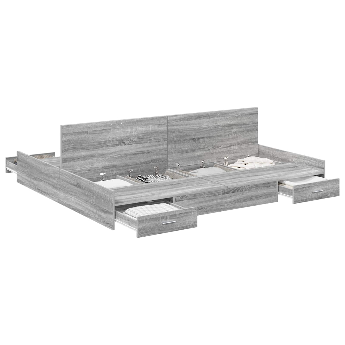 vidaXL Storage Bed Frame Grey Sonoma 200 x 200 cm Engineered Wood 2
