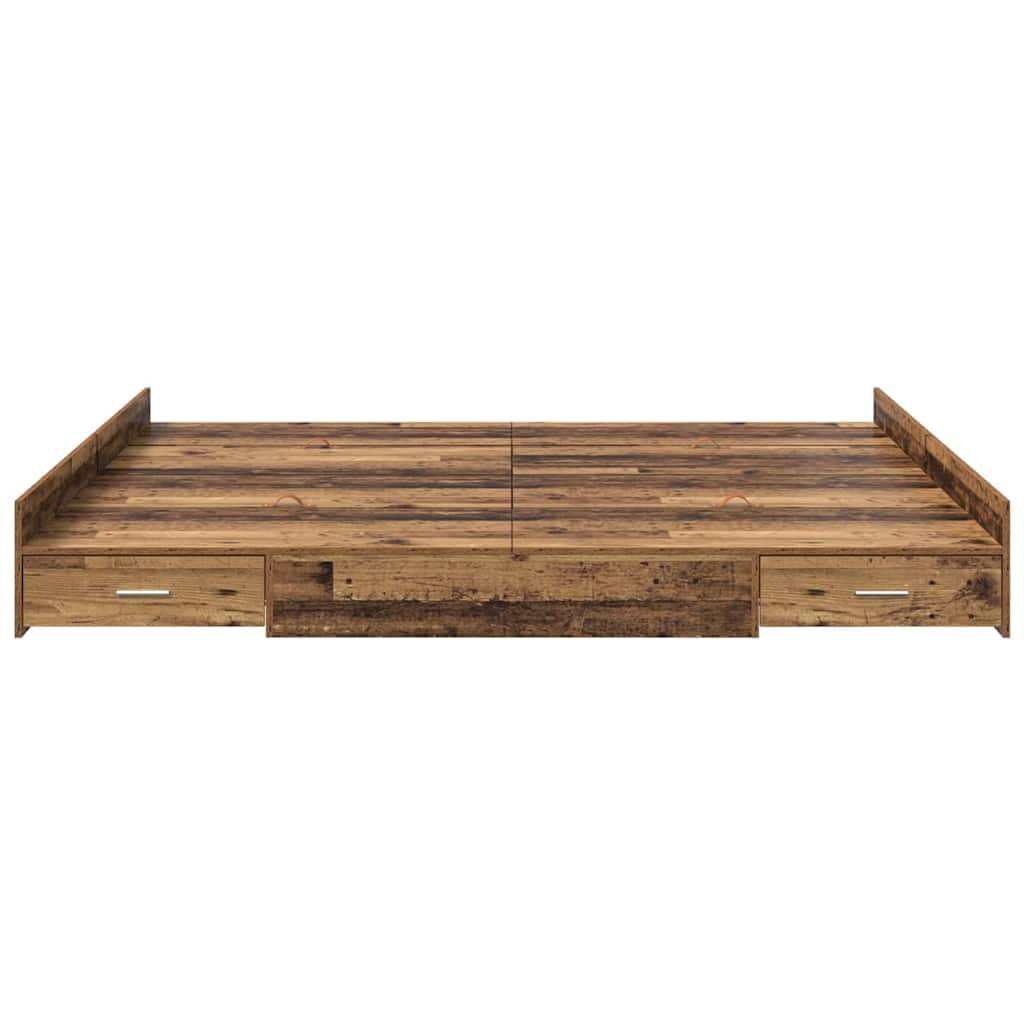 vidaXL Storage Bed Frame Old Wood 200 x 200 cm Engineered Wood 5