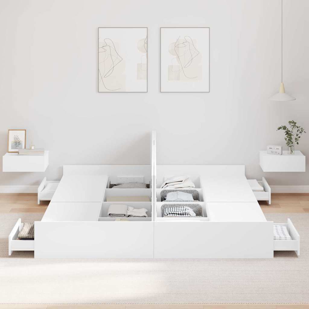 vidaXL Storage Bed Frame with Door White 180 x 200 cm Engineered Wood 3