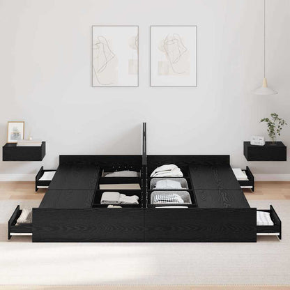 vidaXL Storage Bed Frame Black Oak 180 x 200 cm Engineered Wood 3