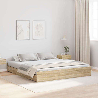 vidaXL Storage Bed Frame Sonoma Oak 180 x 200 cm Engineered Wood 1