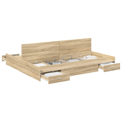 vidaXL Storage Bed Frame Sonoma Oak 180 x 200 cm Engineered Wood 2