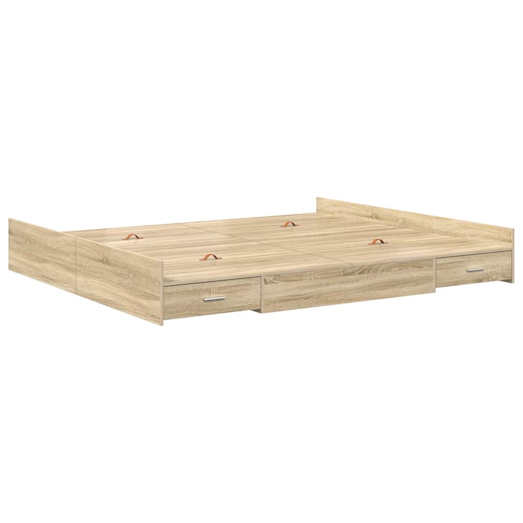 vidaXL Storage Bed Frame Sonoma Oak 180 x 200 cm Engineered Wood 4