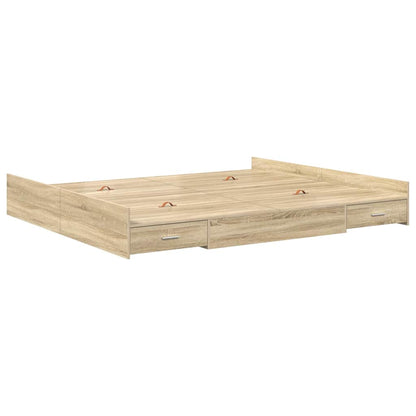 vidaXL Storage Bed Frame Sonoma Oak 180 x 200 cm Engineered Wood 4