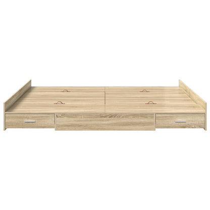 vidaXL Storage Bed Frame Sonoma Oak 180 x 200 cm Engineered Wood 5