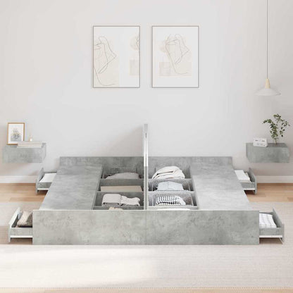 vidaXL Storage Bed Frame Concrete Grey 180 x 200 cm Engineered Wood 3