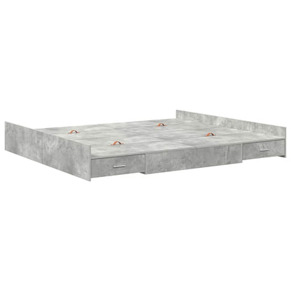 vidaXL Storage Bed Frame Concrete Grey 180 x 200 cm Engineered Wood 4