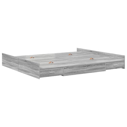vidaXL Storage Bed Frame Grey Sonoma 180 x 200 cm Engineered Wood 4