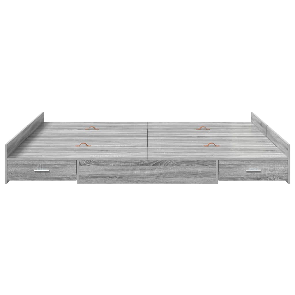 vidaXL Storage Bed Frame Grey Sonoma 180 x 200 cm Engineered Wood 5
