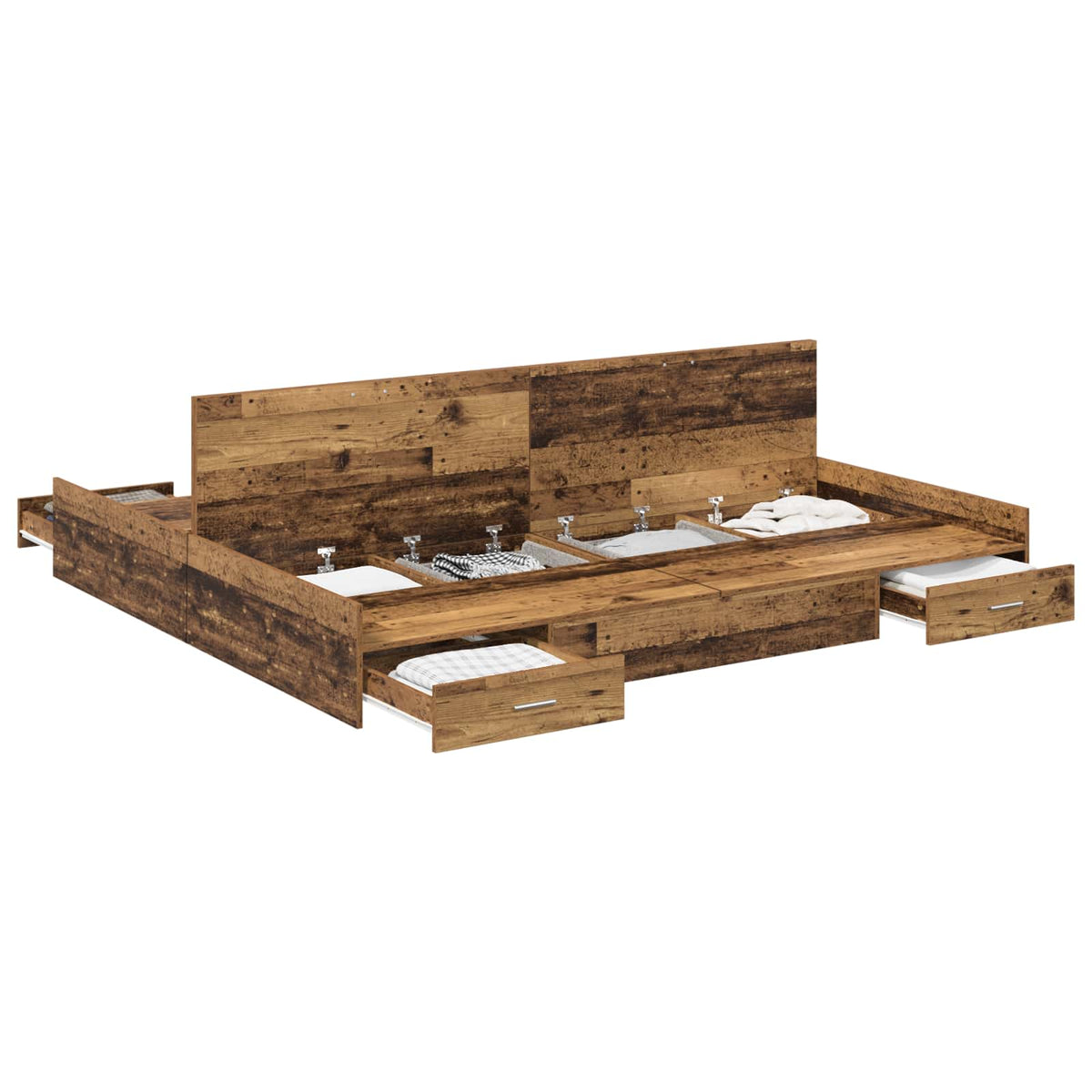 vidaXL Storage Bed Frame Old Wood 180 x 200 cm Engineered Wood 2