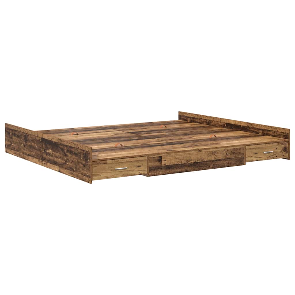 vidaXL Storage Bed Frame Old Wood 180 x 200 cm Engineered Wood 4