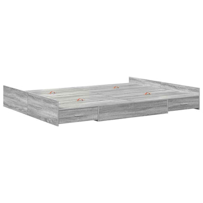 vidaXL Storage Bed Frame Grey Sonoma 160 x 200 cm Engineered Wood 4