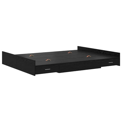 vidaXL Storage Bed Frame Black Oak 150 x 200 cm Engineered Wood 4