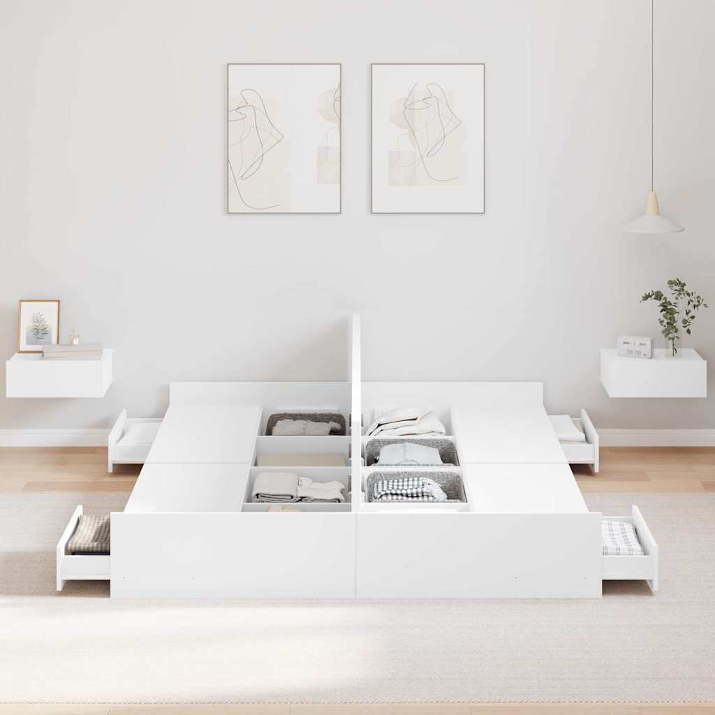 vidaXL Storage Bed Frame with Door White 140 x 200 cm Engineered Wood 3