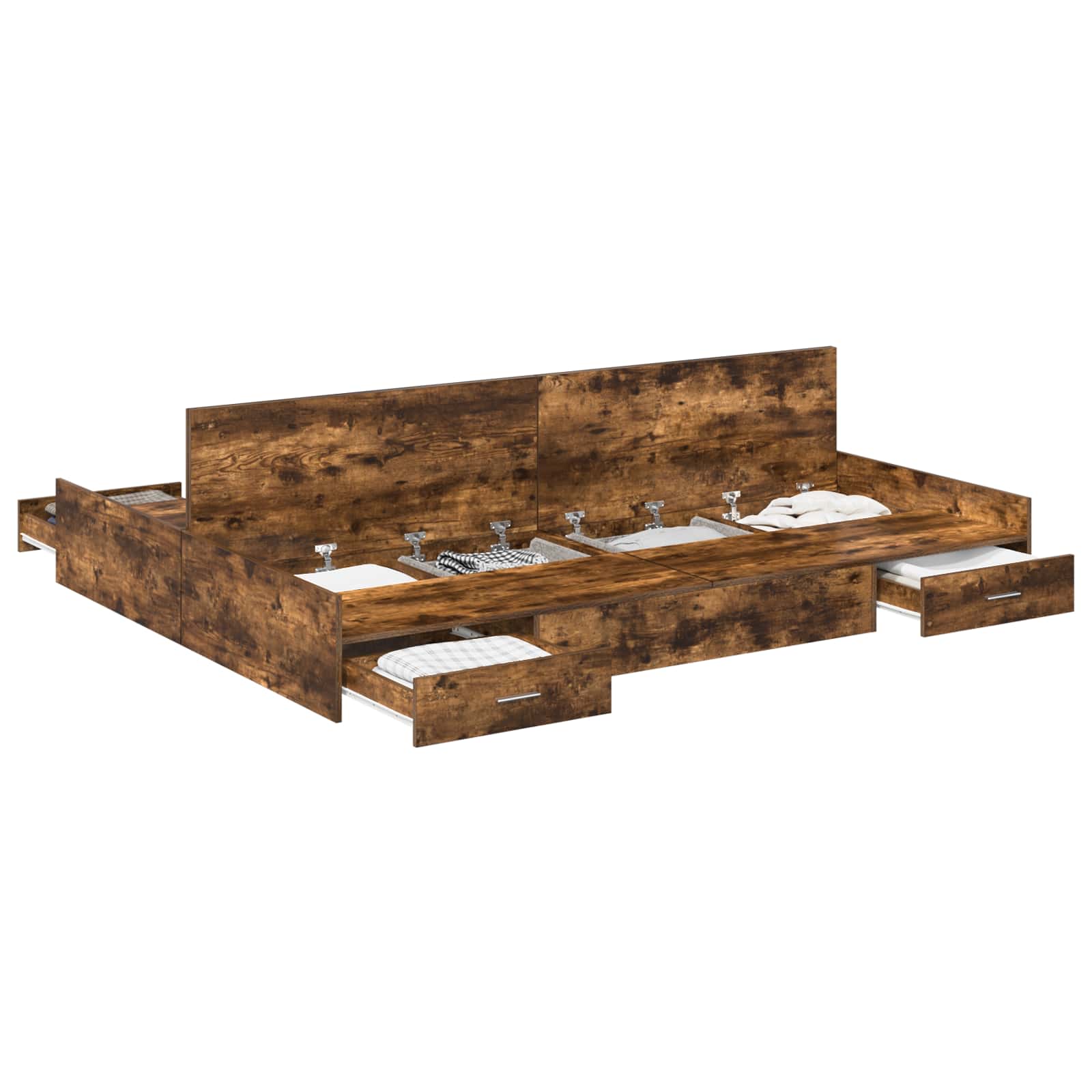 vidaXL Storage Bed Frame Smoked Oak 140 x 200 cm Engineered Wood 2