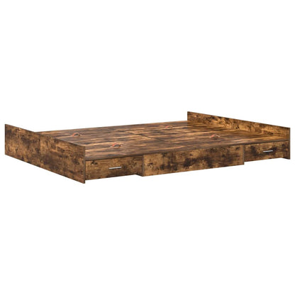 vidaXL Storage Bed Frame Smoked Oak 140 x 200 cm Engineered Wood 4