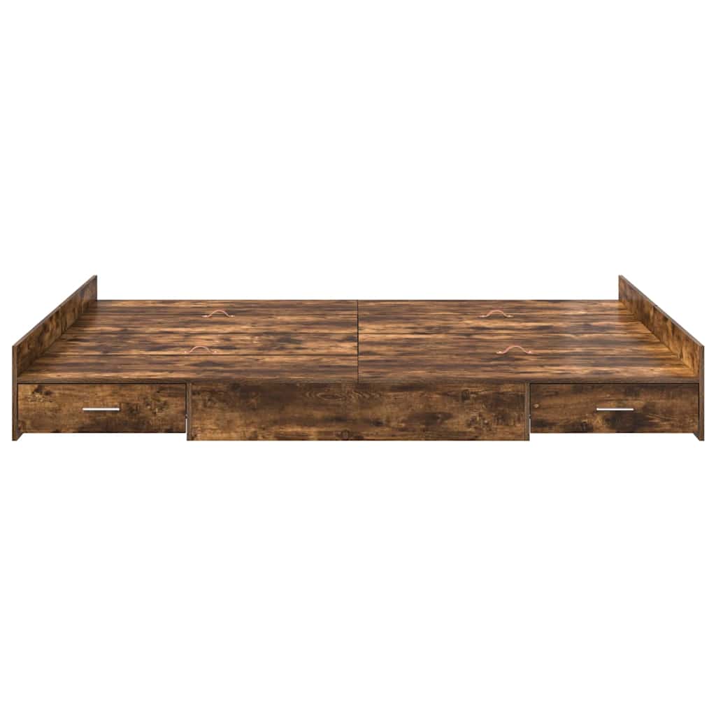vidaXL Storage Bed Frame Smoked Oak 140 x 200 cm Engineered Wood 5