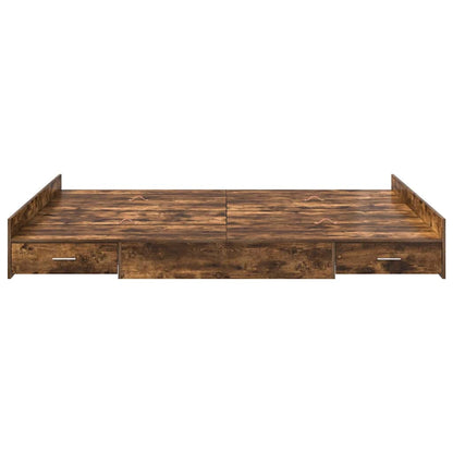 vidaXL Storage Bed Frame Smoked Oak 140 x 200 cm Engineered Wood 5