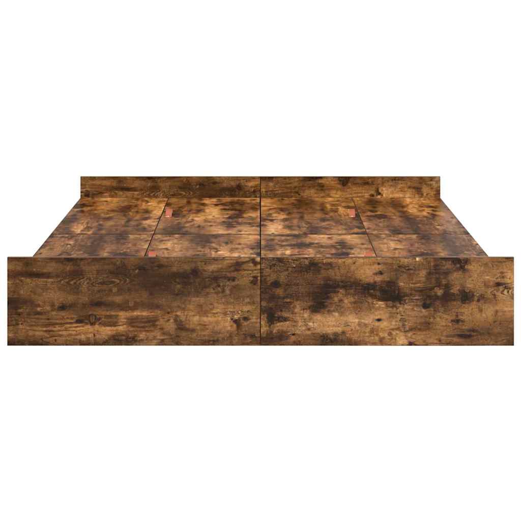 vidaXL Storage Bed Frame Smoked Oak 140 x 200 cm Engineered Wood 6
