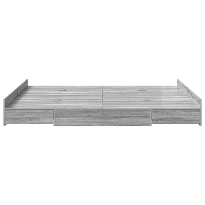 vidaXL Storage Bed Frame Grey Sonoma 140 x 200 cm Engineered Wood 5