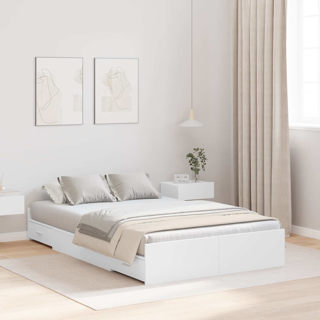 vidaXL Storage Bed Frame with Door White 120 x 200 cm Engineered Wood 1
