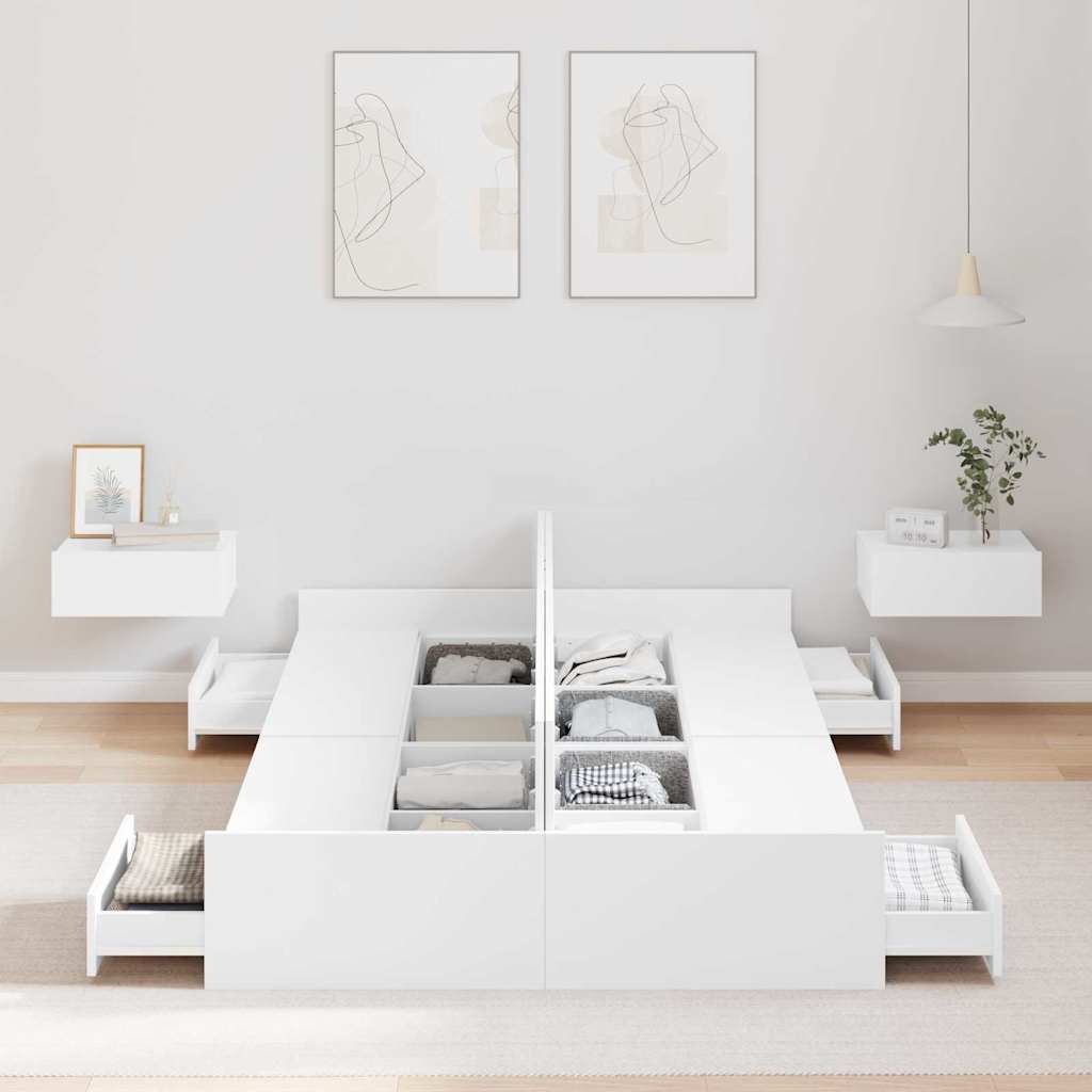 vidaXL Storage Bed Frame with Door White 120 x 200 cm Engineered Wood 3