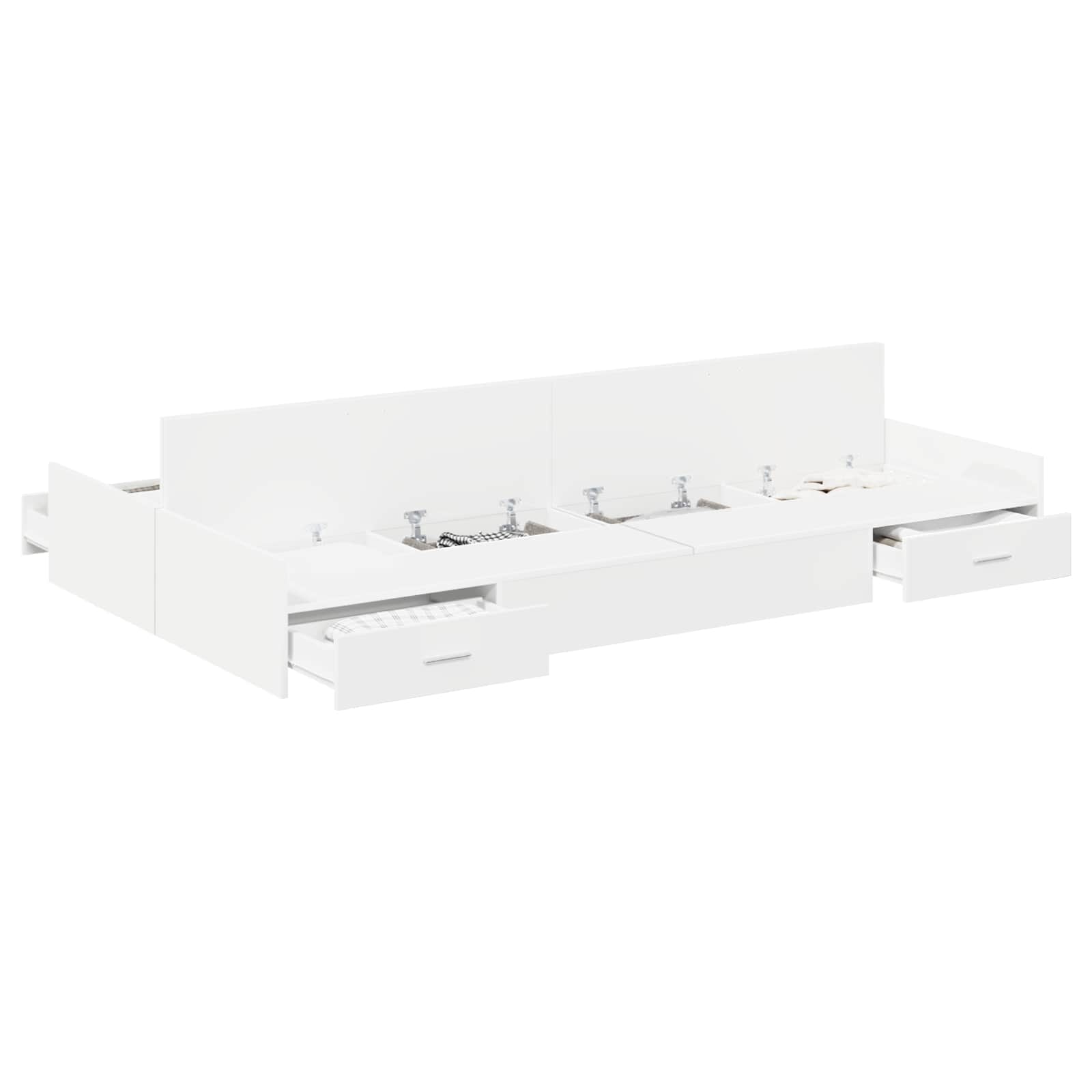 vidaXL Storage Bed Frame with Door White 120 x 200 cm Engineered Wood 2