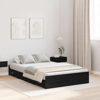 vidaXL Storage Bed Frame Black Oak 120 x 200 cm Engineered Wood 1