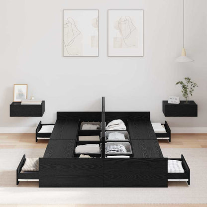 vidaXL Storage Bed Frame Black Oak 120 x 200 cm Engineered Wood 3