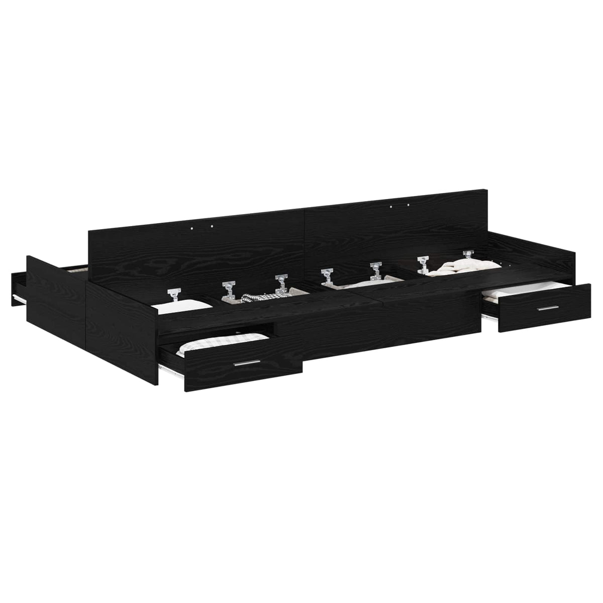 vidaXL Storage Bed Frame Black Oak 120 x 200 cm Engineered Wood 2