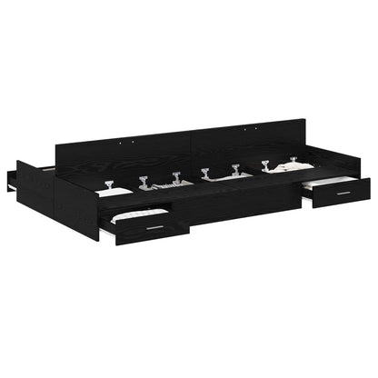 vidaXL Storage Bed Frame Black Oak 120 x 200 cm Engineered Wood 2