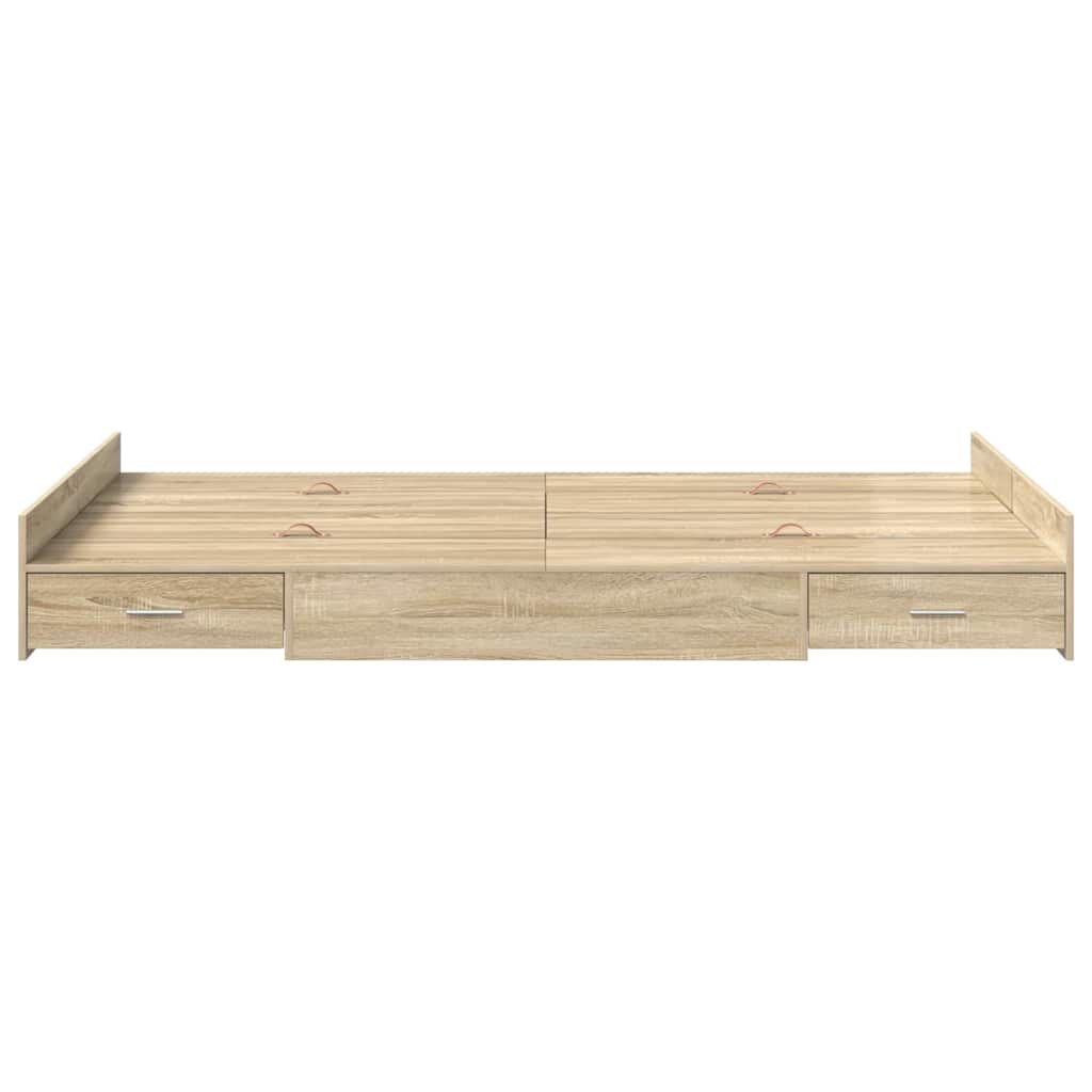 vidaXL Storage Bed Frame Sonoma Oak 120 x 200 cm Engineered Wood 5