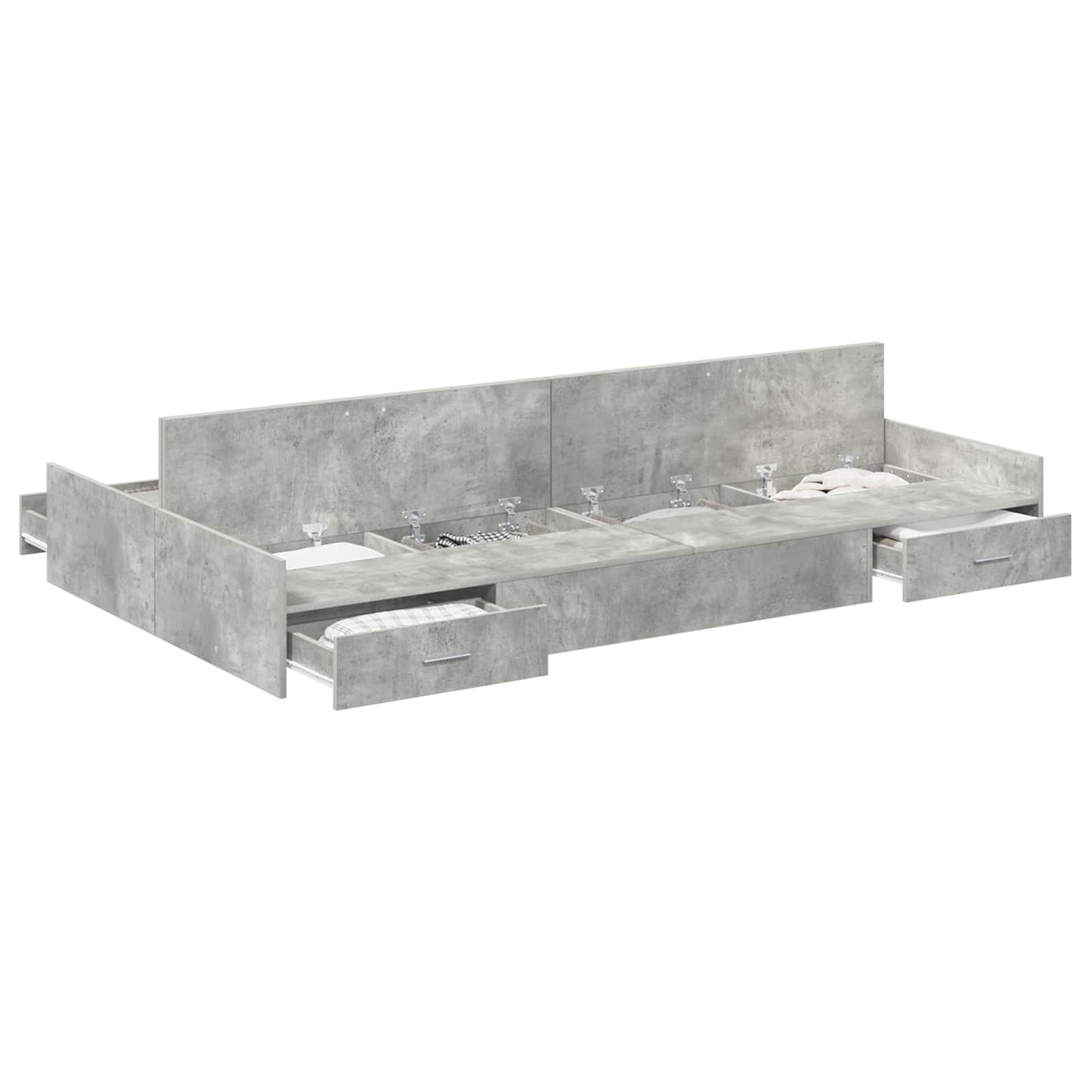 vidaXL Storage Bed Frame Concrete Grey 120 x 200 cm Engineered Wood 2