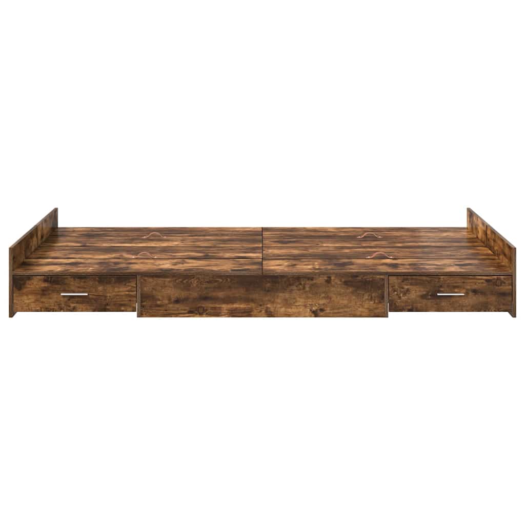 vidaXL Storage Bed Frame Smoked Oak 120 x 200 cm Engineered Wood 5