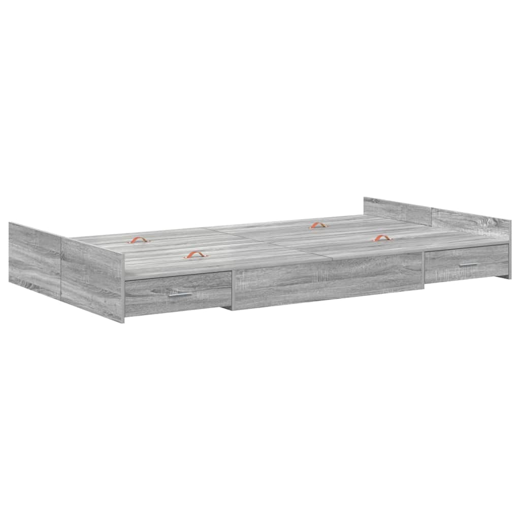 vidaXL Storage Bed Frame Grey Sonoma 120 x 200 cm Engineered Wood 4