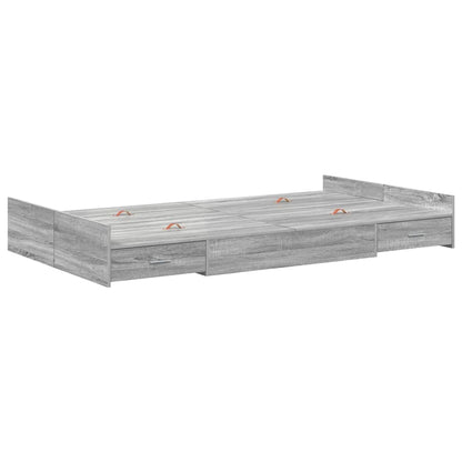 vidaXL Storage Bed Frame Grey Sonoma 120 x 200 cm Engineered Wood 4
