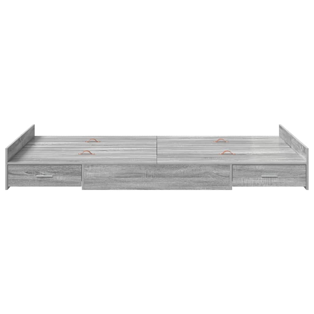 vidaXL Storage Bed Frame Grey Sonoma 120 x 200 cm Engineered Wood 5
