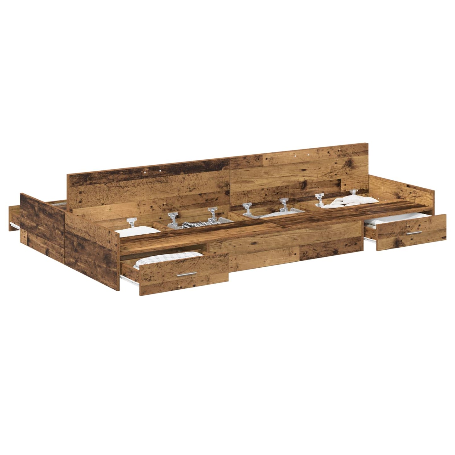 vidaXL Storage Bed Frame Old Wood 120 x 200 cm Engineered Wood 2