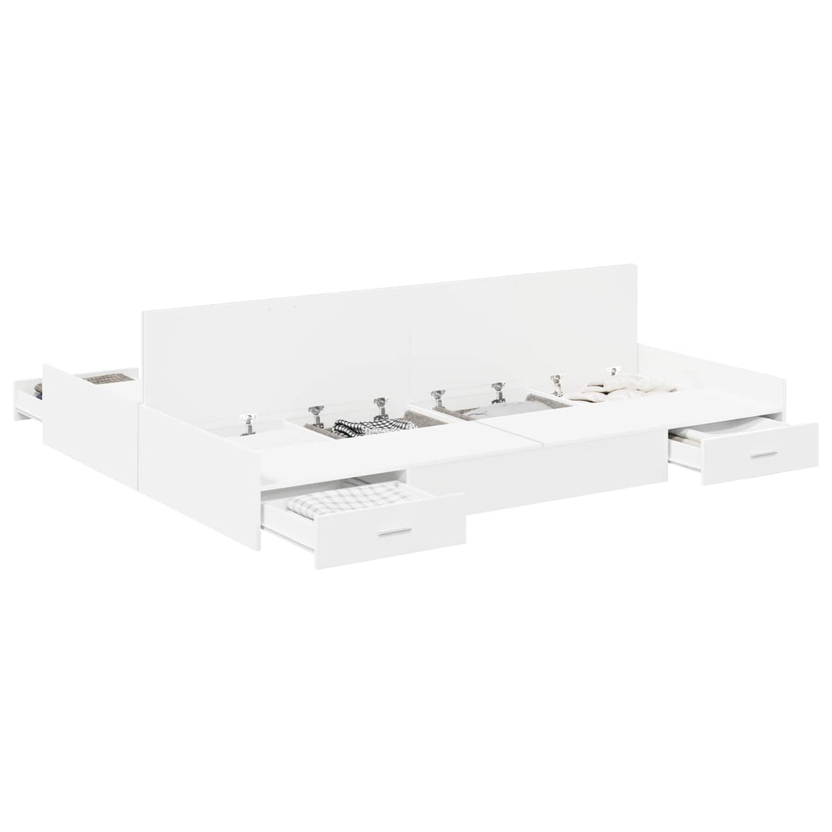 Storage Bed Frame 140 x 190 cm Engineered Wood Length 190 cm Width 140 cm White