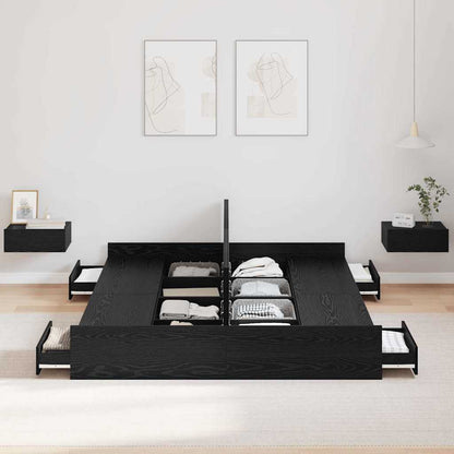 vidaXL Storage Bed Frame Black Oak 140 x 190 cm Engineered Wood 3