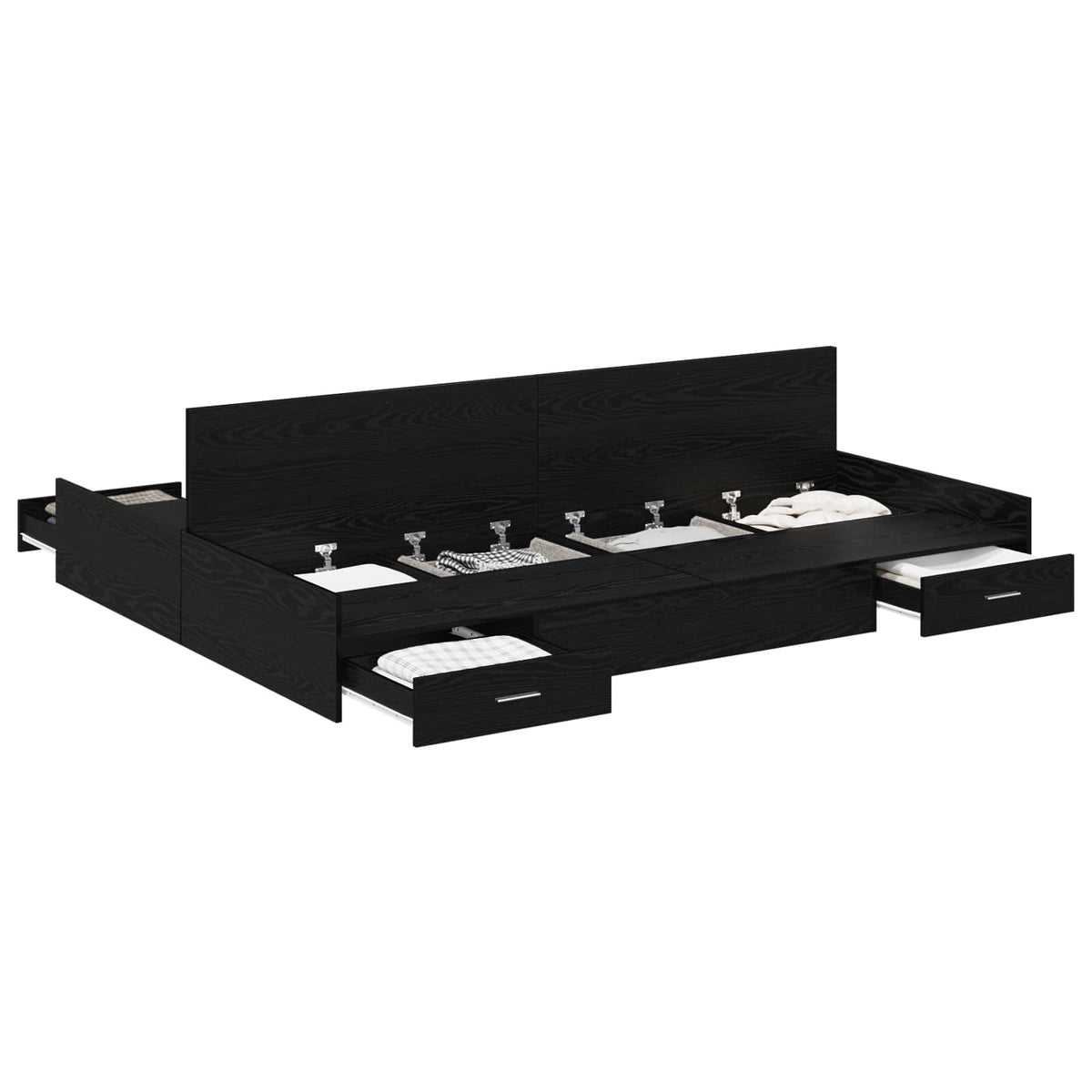 vidaXL Storage Bed Frame Black Oak 140 x 190 cm Engineered Wood 2