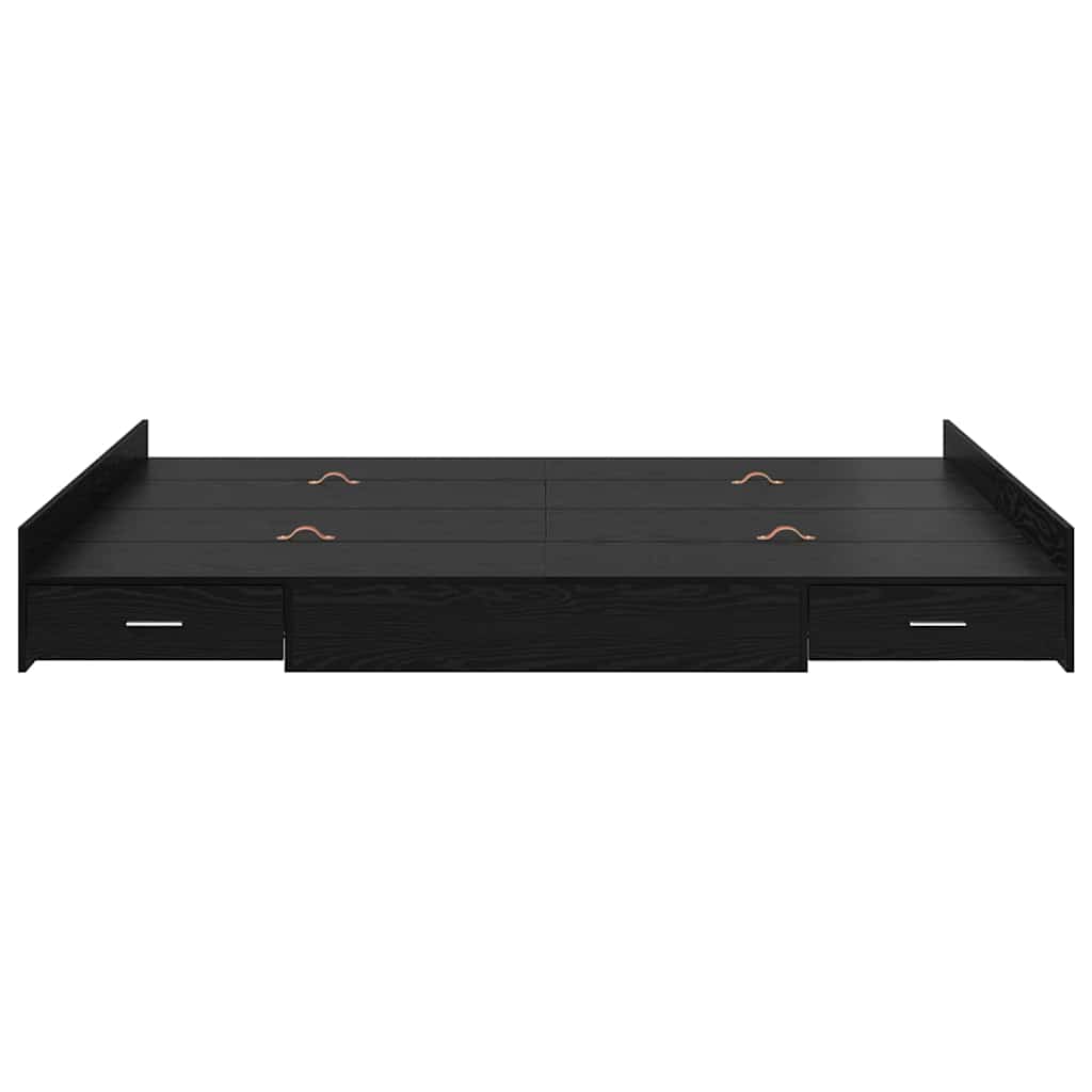 vidaXL Storage Bed Frame Black Oak 140 x 190 cm Engineered Wood 5