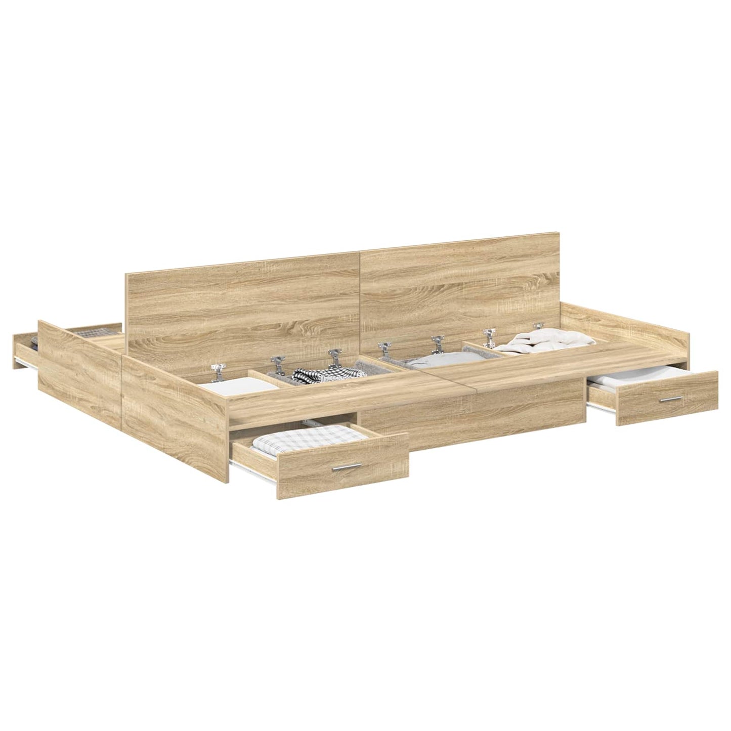 vidaXL Storage Bed Frame Sonoma Oak 140 x 190 cm Engineered Wood 2